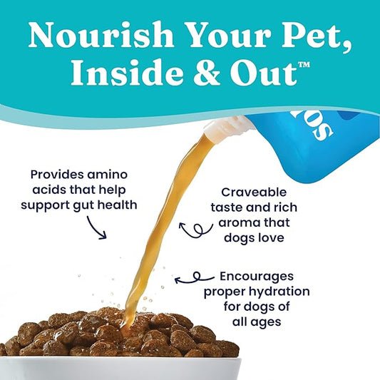 Solid Gold Chicken Bone Broth for Dogs - Grain Free Dog Food Topper Rich in Collagen and Superfoods - Nutrient Dense Dog Gravy Topper for Dry Food - Promotes Gut Health and Hydration - 12 Pack