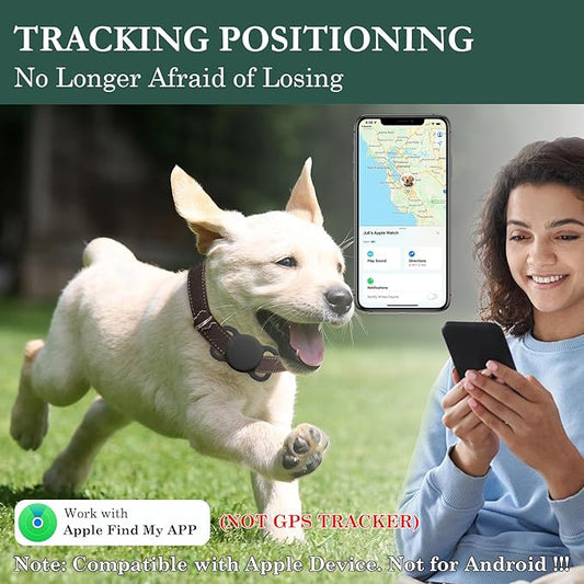 Smart Pet Location Finder, MFi Certified Dog Tracker, No Monthly Fees, Works with Apple Find My (iOS Only), Not GPS Enabled (Black)