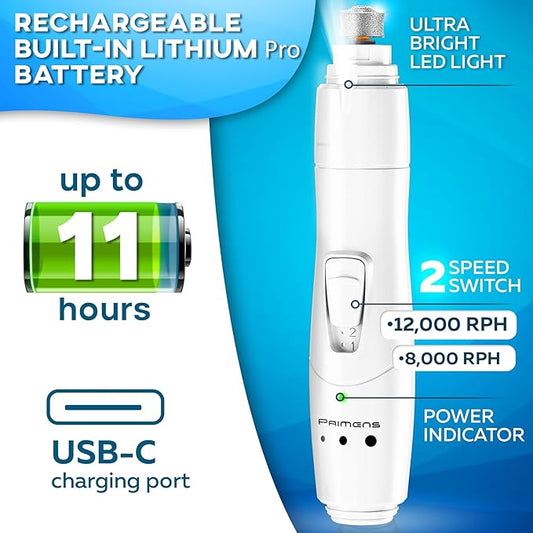 Low Vibration Dog Nail Grinder with LED Light – 2-Speed Quiet Nail Trimmer for Small & Medium Dogs, Cats, and Other Pets Professional Grinder