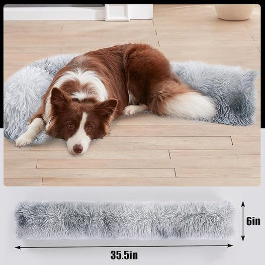 HOMBYS Extra Large Dog Pillow 35x6 Inches with Moldable Function for Latge & Medium Dogs, Soft Faux Fur Dog Neck Pillow for Anxiety Relief, Oversized Pet Calming Pillow for Dogs, Cats-Washable
