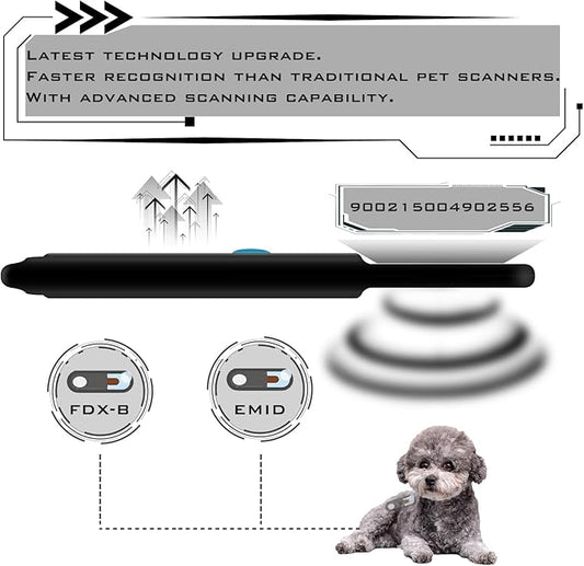 Smoostart Microchip Scanner, 1000 Records Increased Huge Data Storage Upload to PC, Scanning Distance and Speed Increase, Only Compatible with FDX-B/EMID (15/10) Digits Microchips
