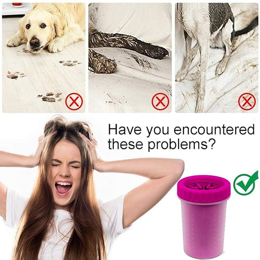 2 Pack Portable Dog Paw Cleaner, Washer, Buddy Muddy Pet Foot Cleaner for Medium Breed Dogs and Cats, Pink