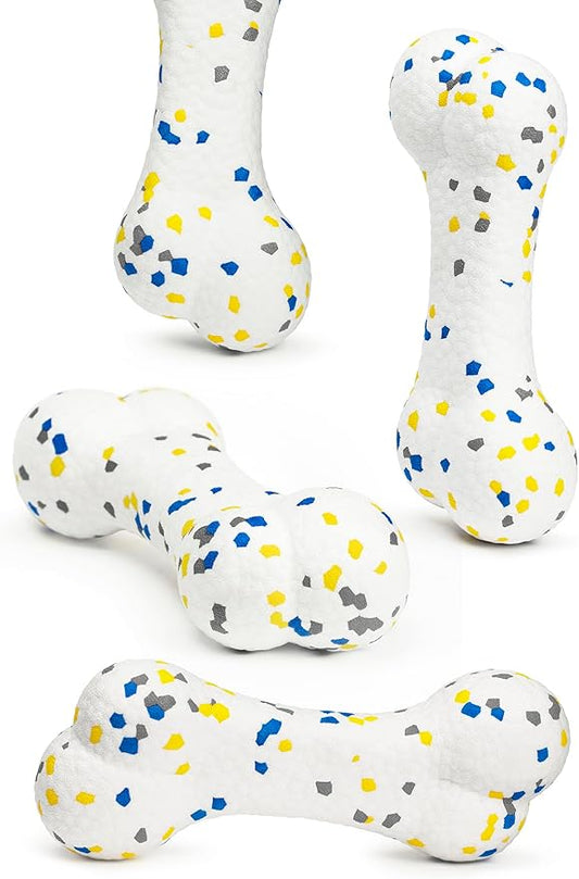 Upgrade Bone Dog Balls Tough Dog Toys for Aggressive Chewers, Indestructible Chew Bone Toy Tennis Balls for Large Breed (White)