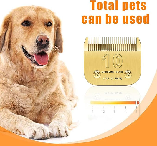 Andis/Oster A5/Wahl KM-10 Series Compatible 6PCS Detachable Dog Clipper Blades (Gold-#10, 30, 40, 4FC, 5FC, 7FC)