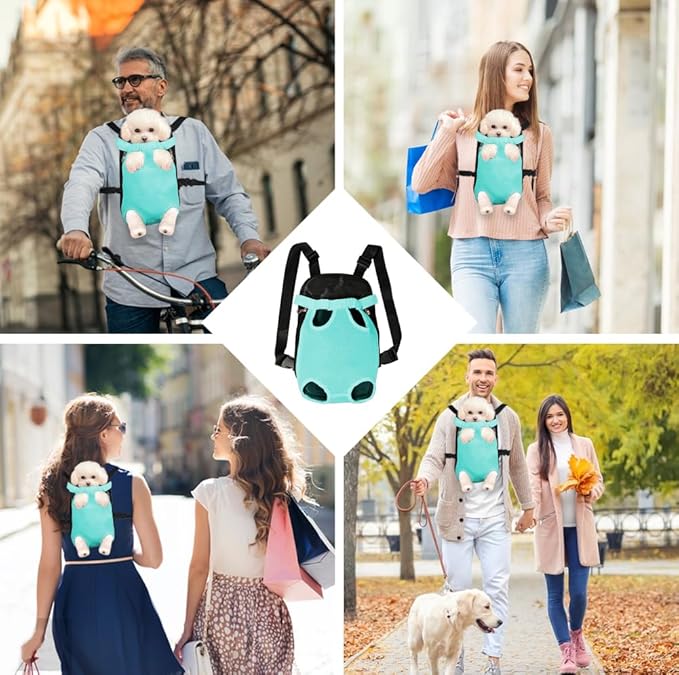 FEimaX Dog Carrier Backpack Pet Legs Out Front Cat Travel Bag, Adjustable Puppy Backpacks Carriers Hands-Free for Small Medium Dogs Cats Hiking Traveling Camping Daily Walking