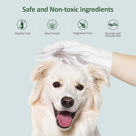 ORDORA Pet Cleaning Gloves for Dogs and Cats,Cleaning & Deodorizing Grooming Gloves, 12 Pack - All-in-One Grooming Solution for Daily Care and Travel