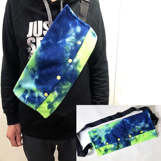 Reptile Sling Carrier, Soft Adjustable Strap Bearded Dragon Sling for Outdoor Travel Walking Rest (Blue Green)