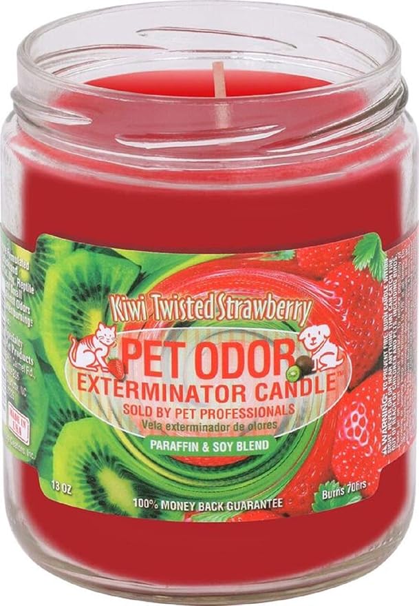 Kiwi Twisted Strawberry Pet Odor Exterminator 13 Ounce Jar Candle