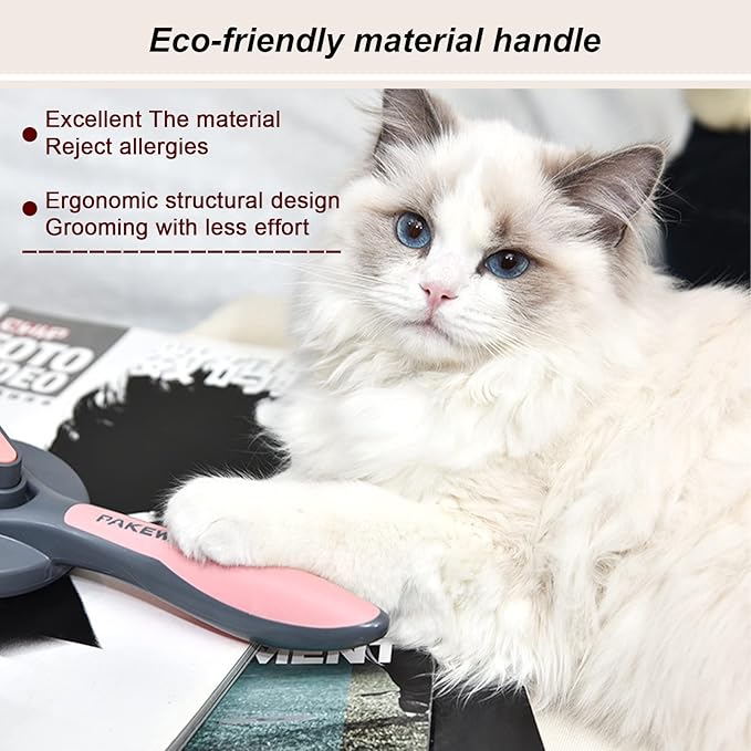 Pet Grooming Brush, Self Cleaning Slicker Brush, Removes Loose Hair & Tangles, Skin Friendly & Promotes Circulation, for Cats and Dogs with Short, Medium & Long Hair (2Pack, Green & Pink)