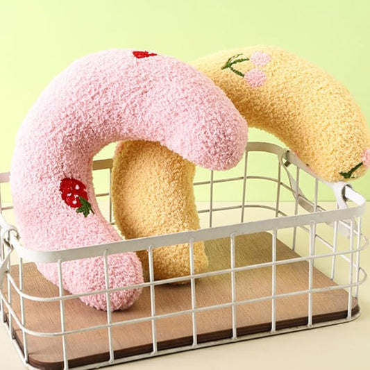 Pet Small Pillows for Small Dogs Cat U-Shaped Puppy Neck Pillow for Indoor Improve Relief Sleeping Machine Washable (White)