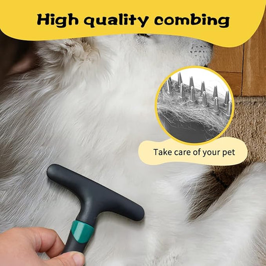 Carpet Restoration, Carpet Rake, Carpet Groomer Rake, Shag Rug Rake, Hair Cleaner Suitable for Rug and Carpet Undercoat Rake Comb, Slicone Handle Deshedding Brush for Dogs (Green)