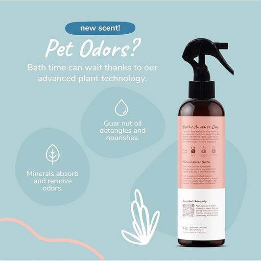 kin+kind Dog Deodorizing Spray - Safe, Natural, & Easy to Use Pet Odor Eliminator - Premium Dog Detangler Spray Formula Made w/Aloe - Dog Deodorizer for Smelly Dogs Made in The USA (12 fl oz)