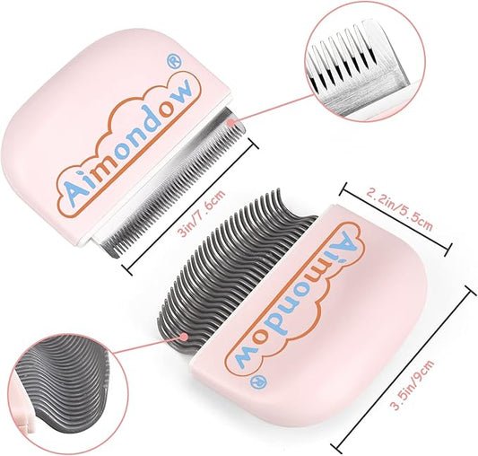 Cat Comb, Cat Brush for Shedding Grooming, Hair Removal Massaging Shell Comb for Cats Dogs Puppy Rabbit Bunny, Easy to Dematting Matted Fur Tangled Hair Undercoat, 2 PCS (Pink)