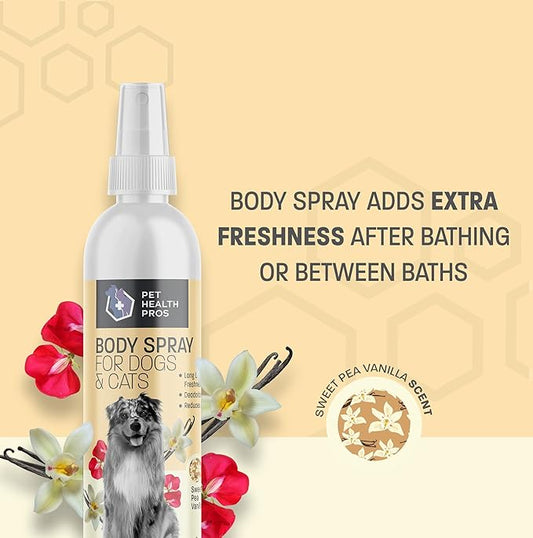 Sweet Pea Vanilla Scented Dog Deodorizing Spray for Dogs and Cats - Long Lasting Pet Cologne and Deodorizer - 8 oz
