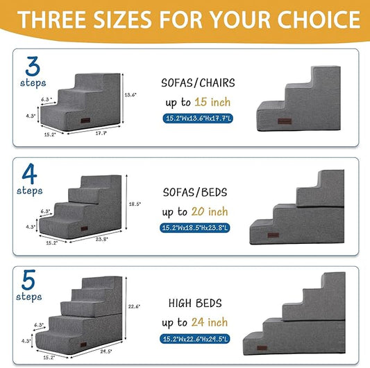 Dog Stairs for High Bed,5 Steps Pet Stairs for Small Dogs and Cats,Anti-Slip Removable Dog Steps for Bed,Bed Stairs for Dog,Grey