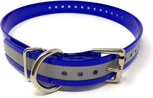 Replacement Strap for Dogtra Collars - 3/4" Wide Ultra-Durable Dog E-Collar Replacement for Training, Bark, Shock, Electric, and GPS Collars - 28" Adjustable Length Reflective Blue