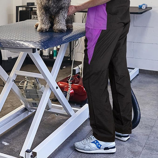 Noverlife Professional Grooming Pants for Pet Groomers, M Size, Comfortable Elasticated Waist, Lightweight Black Hair Resistant Trousers