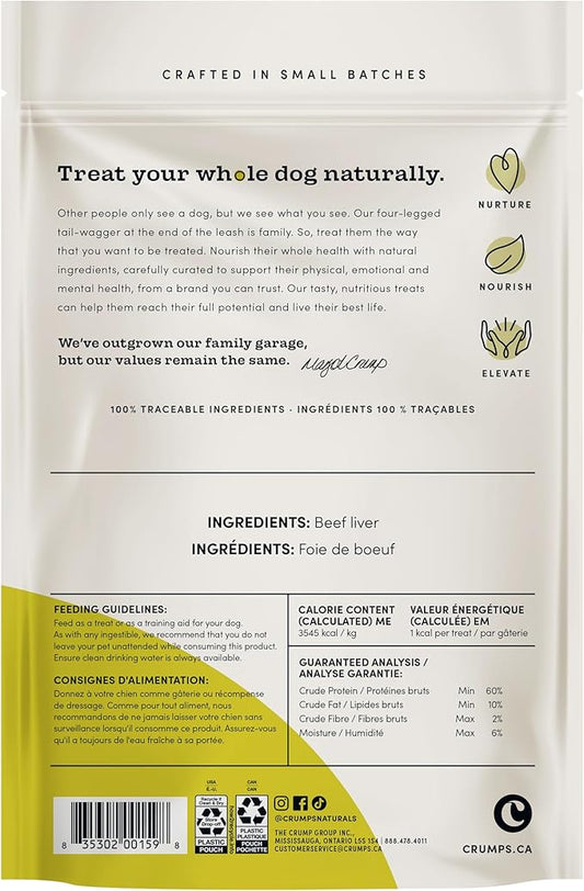 Crumps' Naturals Freeze Dried Beef Liver Mini Trainers, 3.7oz / 105g, Brown