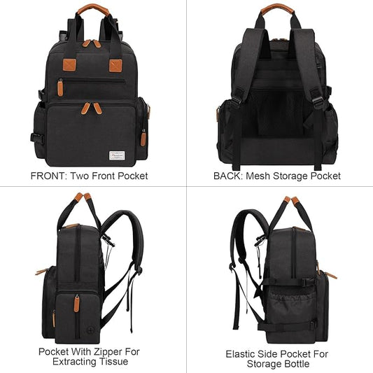 Modoker Dog Travel Bag, Airline Approved Backpack for Pet Accessories Organizer, Tote Weekend Bag with 2 Dog Food Storage Containers, 2 Collapsible Dog Bowls, 1 Pet Mat, Black