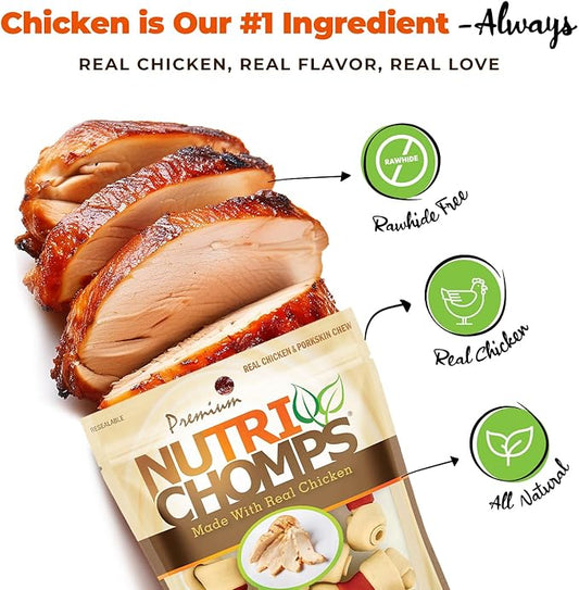 NutriChomps Dog Chews, 2.5-inch Knots, Easy to Digest, Long Lasting, Rawhide-Free Dog Treats, 8 Count, Real Chicken flavor
