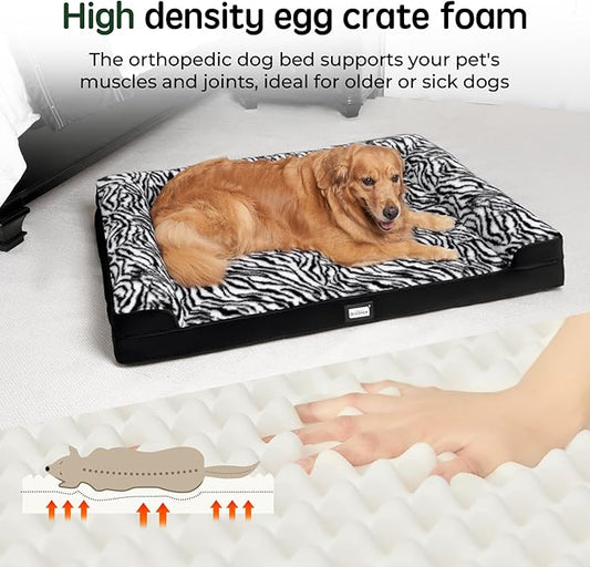 BALANCE Orthopedic Dog Bed, Egg Crate Foam Dog Couch for Pet Sleeping, Pet Sofa with Removable Washable Cover & Nonskid Bottom, Comfy Dog Bed for Small Dog, Black