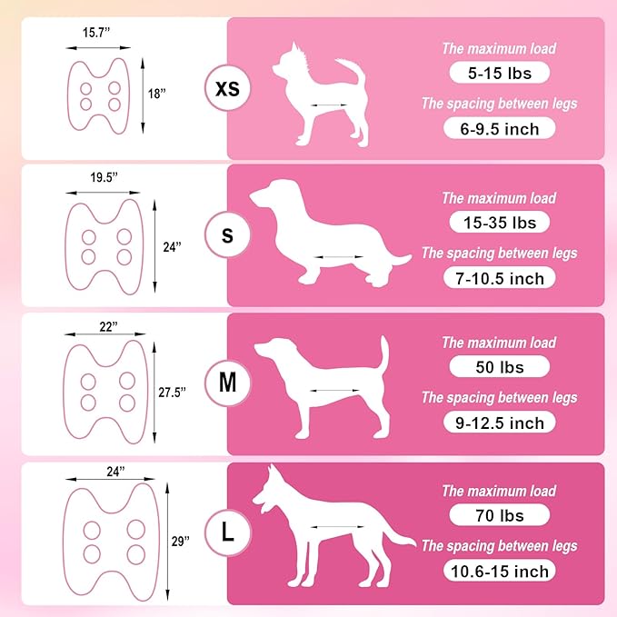 Dog Grooming Hammock - Breathable Pet Grooming Hammock for Small Dogs& Cats, Adjustable Dog Sling Harness with Nail Clippers& Nail File (Pink, X-Small)