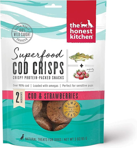 Aurora Pet Bundle Pack (3) Superfood Cod Crisps Cod & Strawberry Dog Treats with AuroraPet Wipes