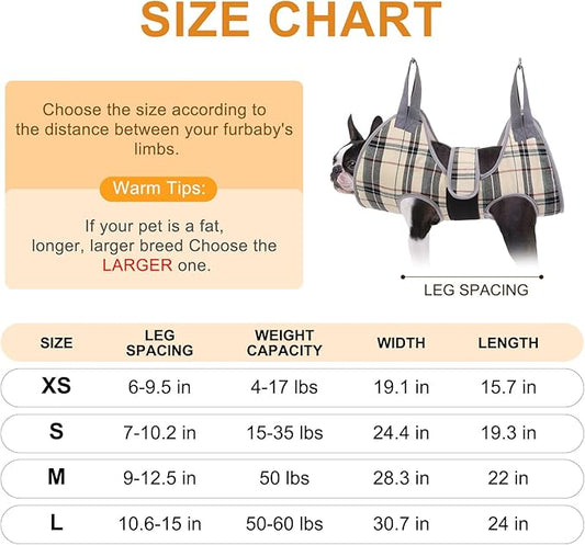 BEAUTYZOO Dog Grooming Hammock, Medium Dog Sling for Nail Trimming, Dog Hanging Harness for Claw Care with Thick Fabric Neck Support Wide Strap Restraint Cat Grooming Hammock, Beige L