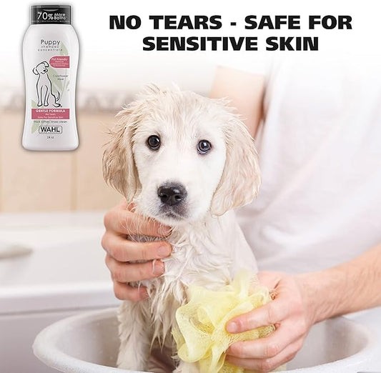 Wahl USA Gentle Puppy Shampoo for Pets – Cornflower & Aloe for Grooming Dirty Dogs - 24 Oz - Model 820002A