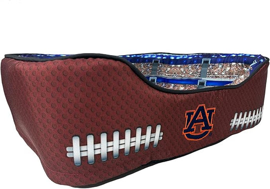 NCAA Auburn Tigers Stadium Dog Bed, Pet Pillow Bed for Dogs, Sporty Football Dog Bed and Lounge Cushion
