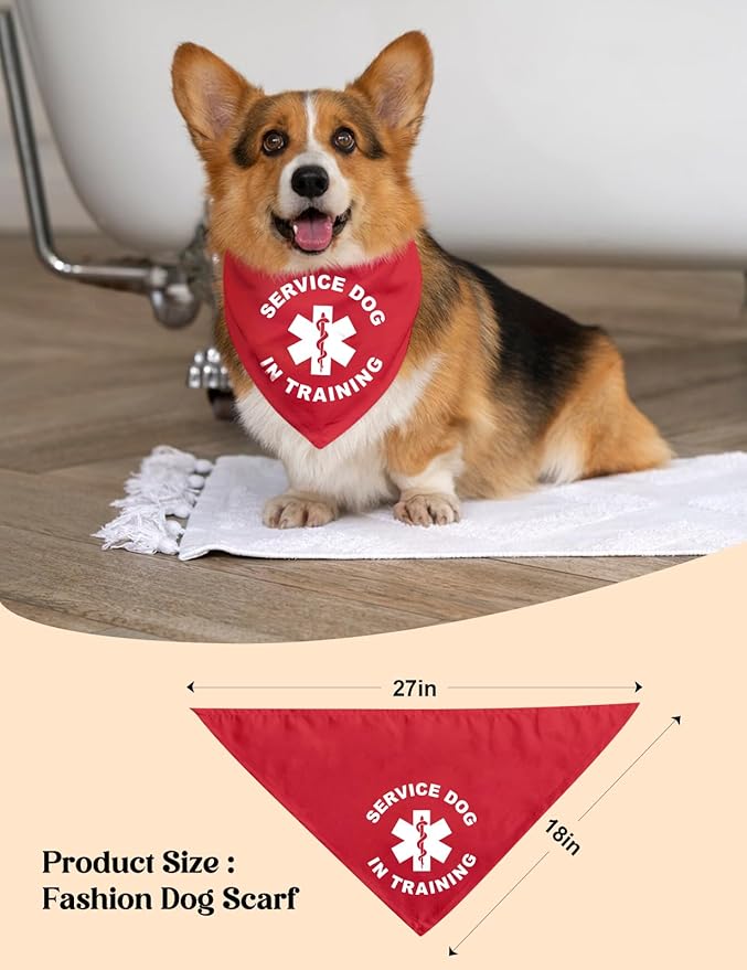 Service Dog in Traning Funny Red Pet Scarf Bandana Pet Walking Accessories for Puppy Triangle Scarf for Small Medium Large Dogs Birthday Party Photo Props Scarf Gifts for Pets and Dog Lovers
