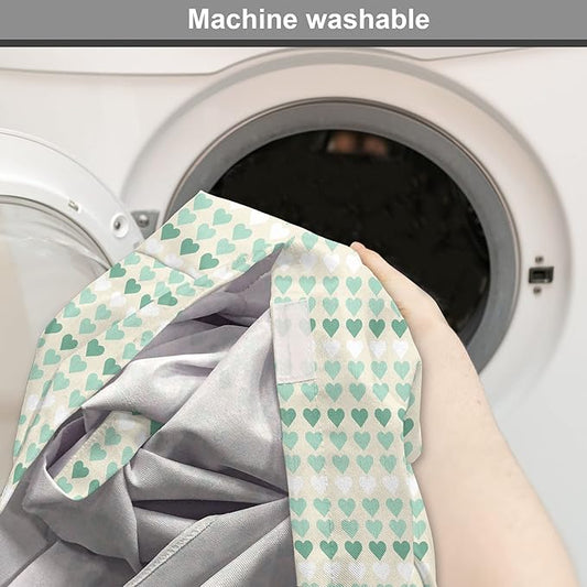 Lunarable Aquamarine Dog Crate Cover, Romantic Pattern with Heart Shapes in Rows, Easy to Use Pet Kennel Cover for Medium Large Dogs, 42 Inch, Champagne Laurel Green