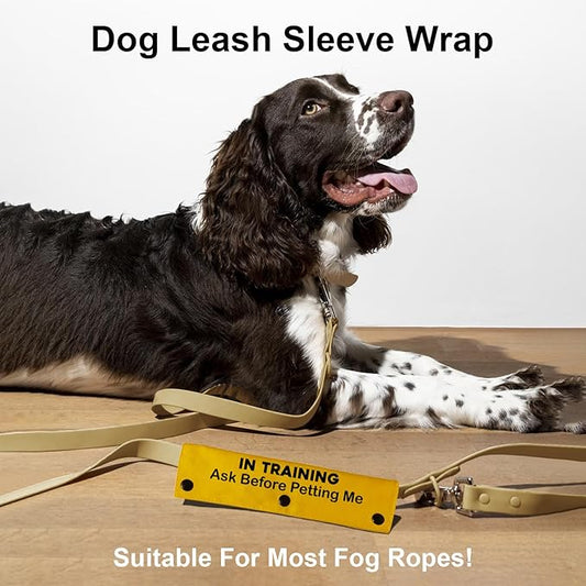 YROVWENQ in Training Ask Before Petting Dog Leash Sleeve with Yellow Training Alert - Gift for Dogs (Ask Before Petting Me Sleeve)