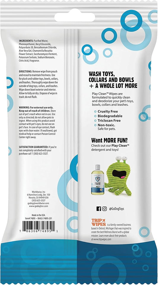 goDog PlayClean Pet Safe Multipurpose Pet Toy Wipes - 25 Count/1 Pack