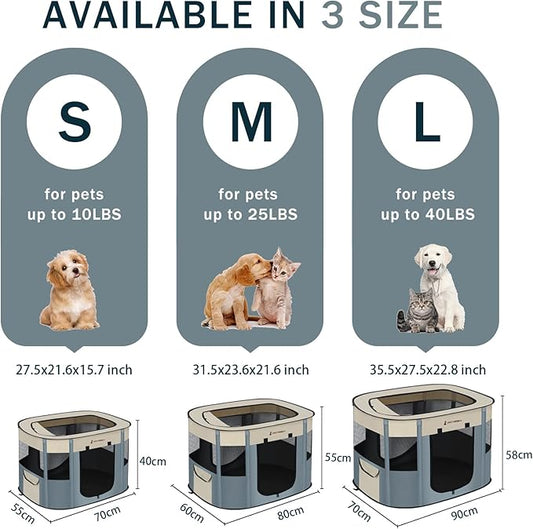 Foldable Pet Playpen,Cat Puppy Playpen,Portable Dog Cage Soft Portable Exercise Kennel Tent,Puppy Kitten Pen Indoors/Outdoors Pet Tent Fence (Large(36"*28"*23"))