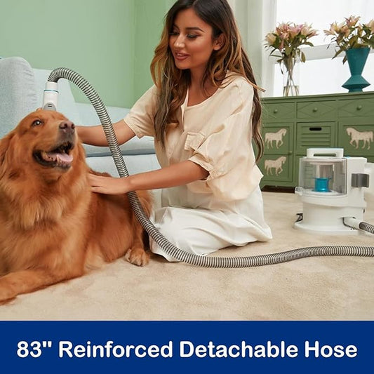 Pet Grooming Kit with 3.4L Oversized Vacuum Suction - 99% Pet Hair Removal - Professional Dog Clippers & Shedding Tools for Cats, Teddy, Poodle, Golden Retrievers (Metallic Silver)