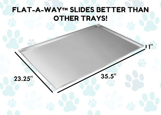 Red Hound Auto Metal Replacement Tray for Dog Crate 35.5 x 23.25 Heavy Duty Stainless Steel Chew Proof Kennel Cage Pan Leakproof Liner