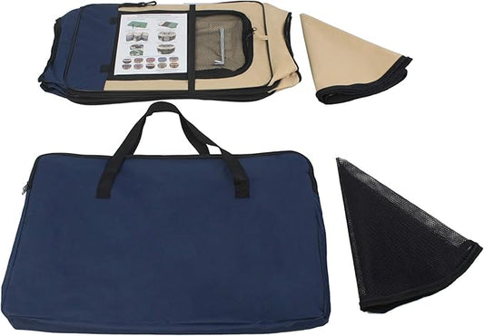 EliteField 2-Door Soft Pet Playpen (2 Year Warranty), Exercise Pen, Multiple Sizes and Colors Available for Dogs, Cats and Other Pets (48" x 48" x 32"H, Navy Blue+Beige)