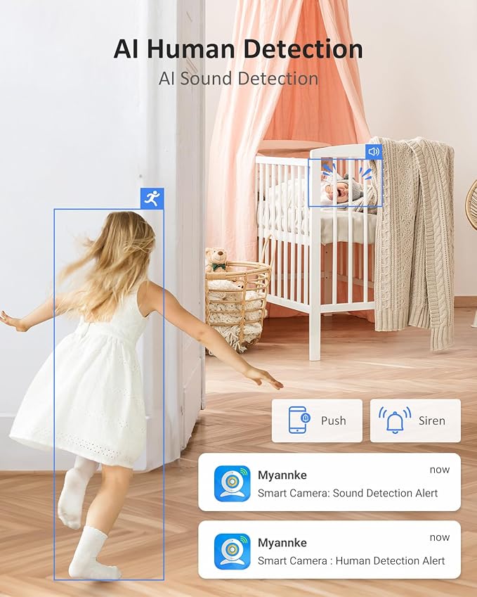 ANNKE 6MP Indoor Security Camera, Crater Por Smart 2.4/5 GHz Wifi Camera with PTZ, Night Vision, Two-Way Audio, Smart Human Detection, Works with Alexa, Ideal for Baby Monitor/Pet Camera/Home Security
