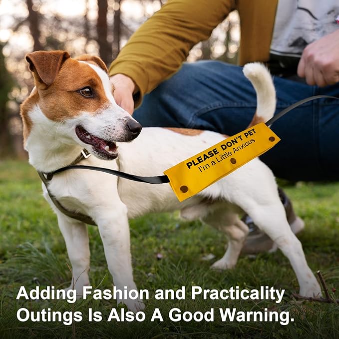 YROVWENQ Little Anxious Sleeve - Yellow Dog Leash Wrap Anxious Dogs with Please Don't Pet - I'm Anxious Warning