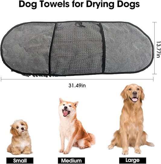 Dog Towels for Drying Dogs,Super Absorbent, Soft and Quick Pet Grooming Towel,Heavy Duty Microfiber Bath Towel, Pets' Bathing Supplies Cat,Machine Washable,31Inch X 12Inch