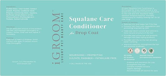iGroom Squalane Care Dog Conditioner for Drop Coats, Luxury Pet Beauty Care, Optimize Moisture Balance, Intense Conditioning, Gallon