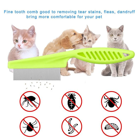 Lamoutor 7Pcs Pet Flea Comb Fine Tooth Comb and Pet Stainless Steel Combs for Dogs Cats Pet