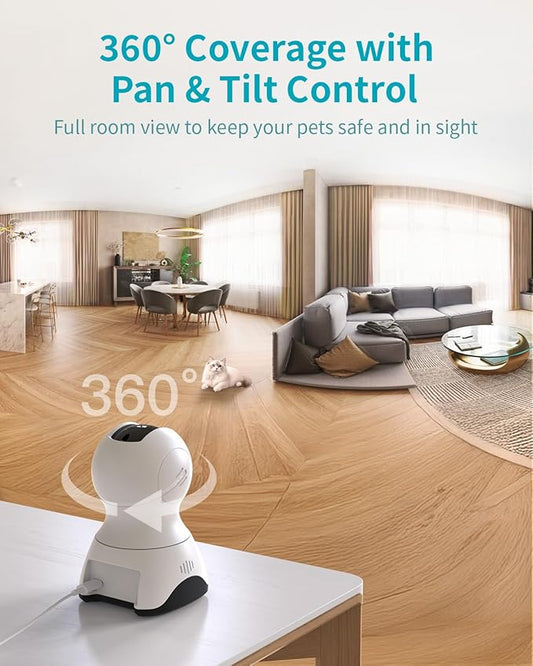 VIMTAG 2.5K Pet Camera 5G&2.4G WiFi Dog/Cat/Nanny Cam & Baby Monitor, 360° Indoor Camera for Home Security with Phone App & Speaker, Motion Tracking, Free AI Detection, Night Vision, SD/Cloud Storage