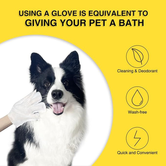 Dog Wipes Cleaning,Aloe Nourish Pet Wipes Gloves,Dry Wash Shower Wipes Grooming for Dogs Cats Puppy, Ears Face Paws Butt Cleaning Gloves