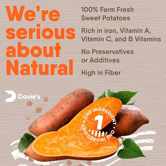 Davie's Sweet Potato Dog Treats Training - Bite Size Dog Treats for Small or Large Dogs, Dog Training Treats, Healthy Dog Treats Made in USA Only, Grain Free, Vegetarian Alternative to Rawhide Chews