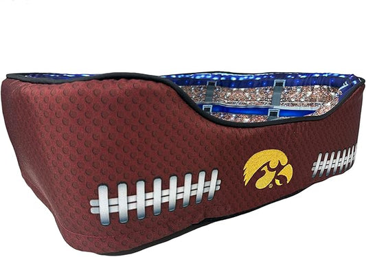 NCAA Iowa Hawkeyes Stadium Dog Bed, Pet Pillow Bed for Dogs, Sporty Football Dog Bed and Lounge Cushion