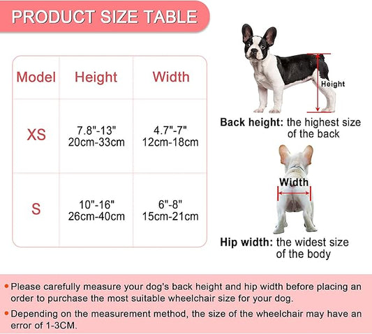 HobeyHove Adjustable Dog Wheelchair for Back Legs,Pet/Doggie Doggy Wheelchairs with Disabled Hind Legs Walking (XS-Red)