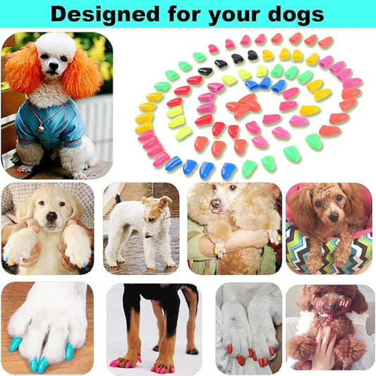 VICTHY 120pcs (12 Colors) Dog Nail Caps | Dog Claw Covers Dog Nail Covers with Adhesives Glue and Applicators(XL)