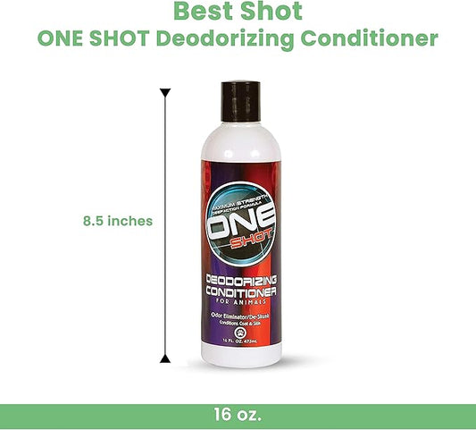 Best Shot ONE Shot Deodorizing Conditioner, Hydrating and Moisturizing Conditioner for Dogs, Cats, Horses, and Livestock, Removes Stubborn Odors, 16 Oz.